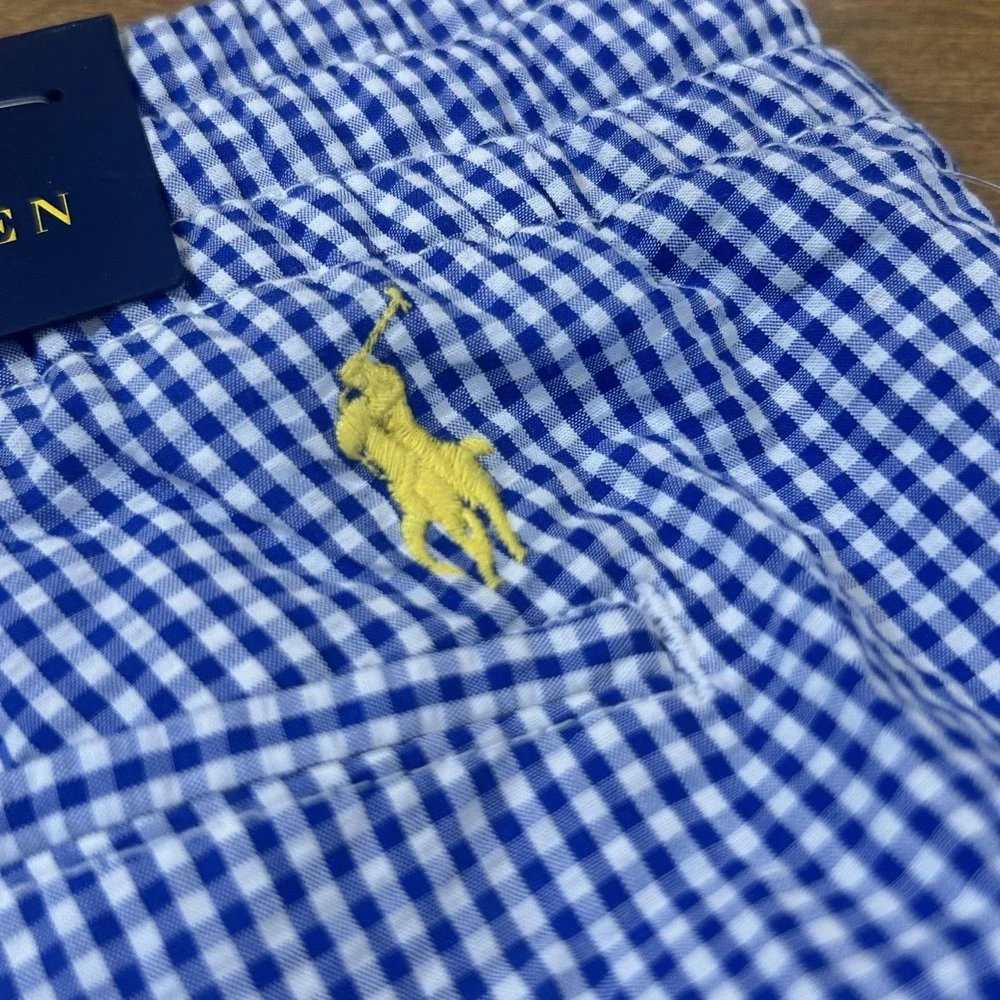Polo Ralph Lauren Shorts Mens Large Blue Check Chino Classic Fit 6